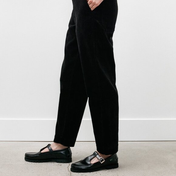 MHL Margaret Howell Tab Waist Tapered Black Corduroy Trousers Size Small - Picture 1 of 4